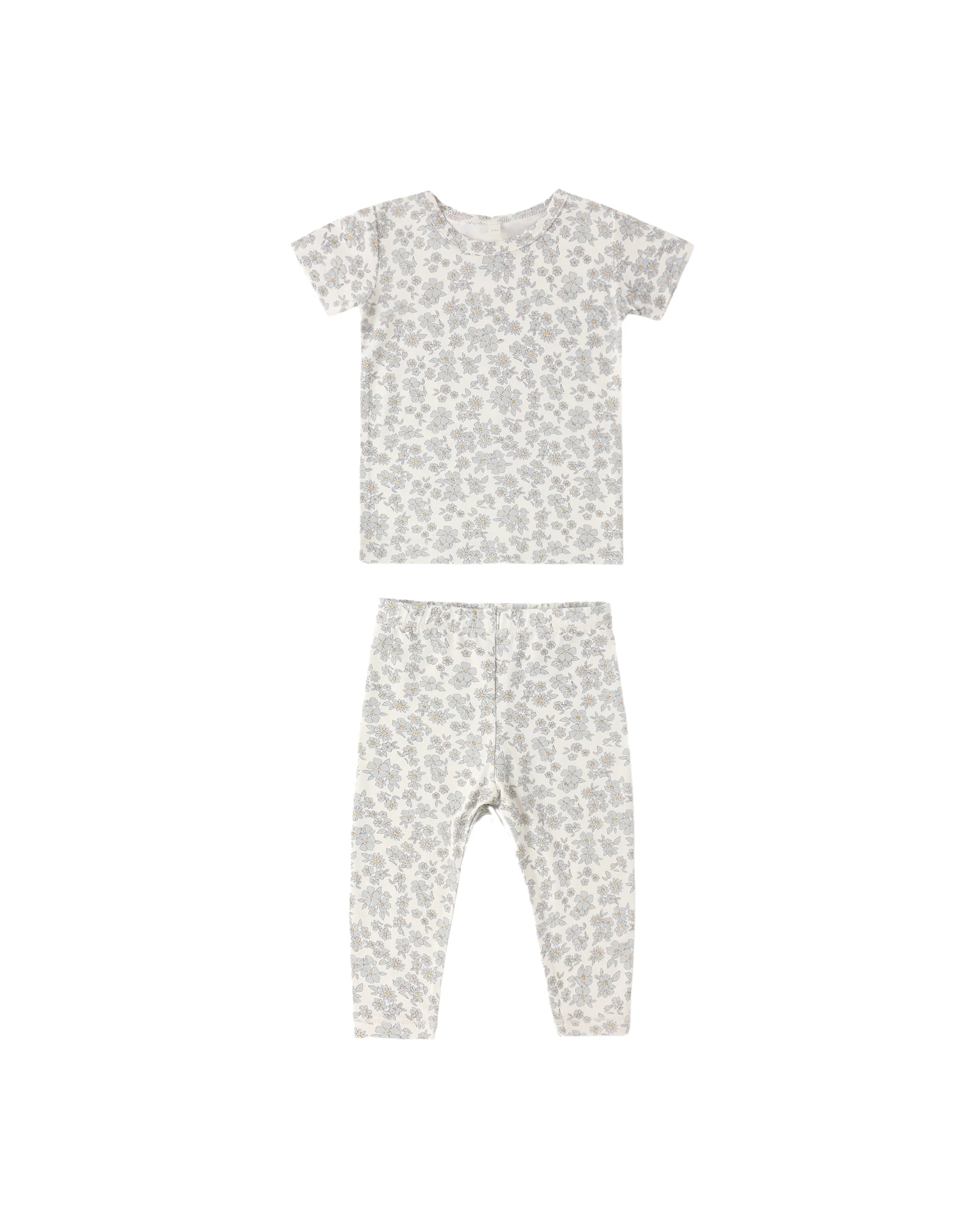 Blue Floral Bamboo Short Sleeve Pajama Set