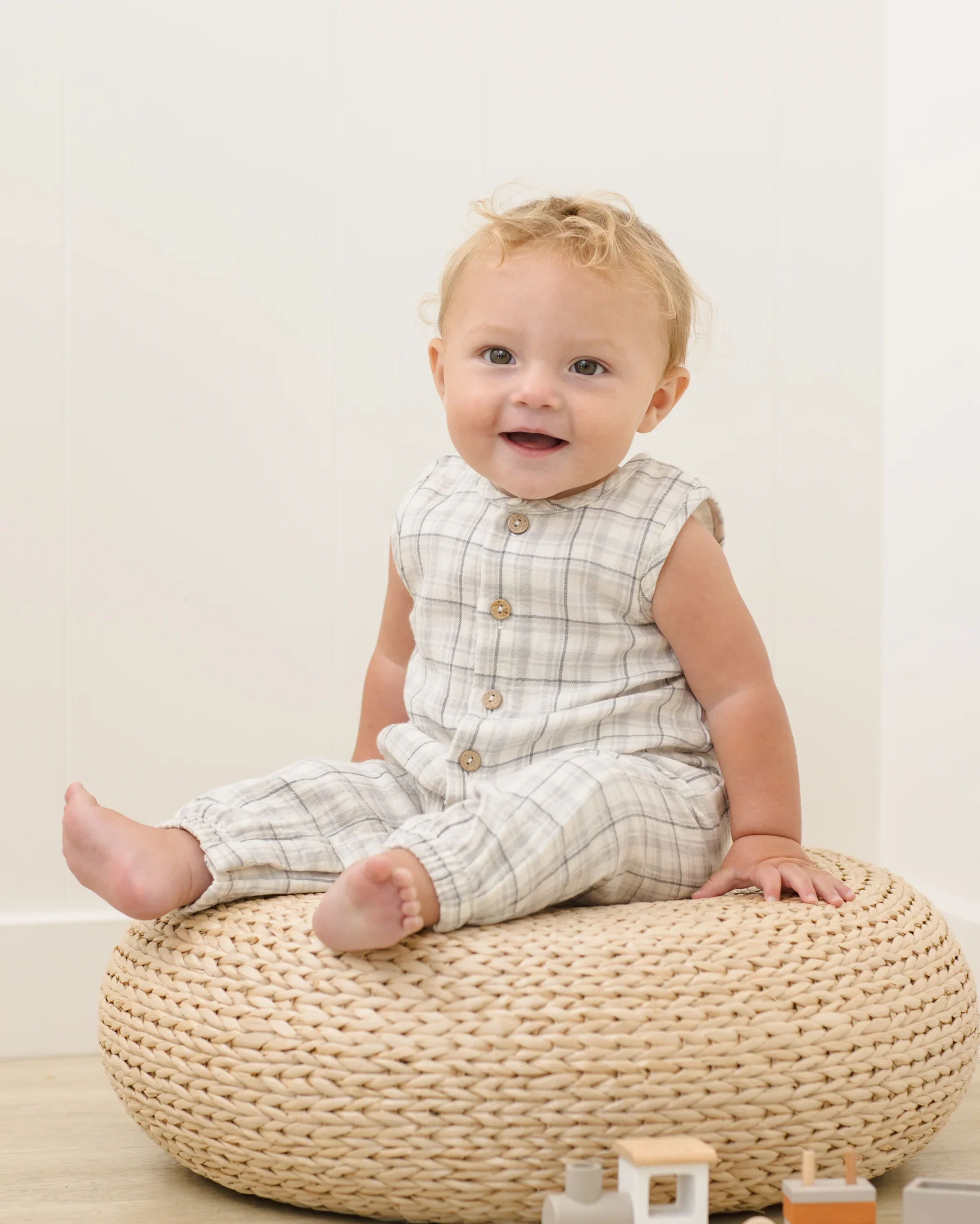 Blue Plaid Woven Jumpsuit - Image 2