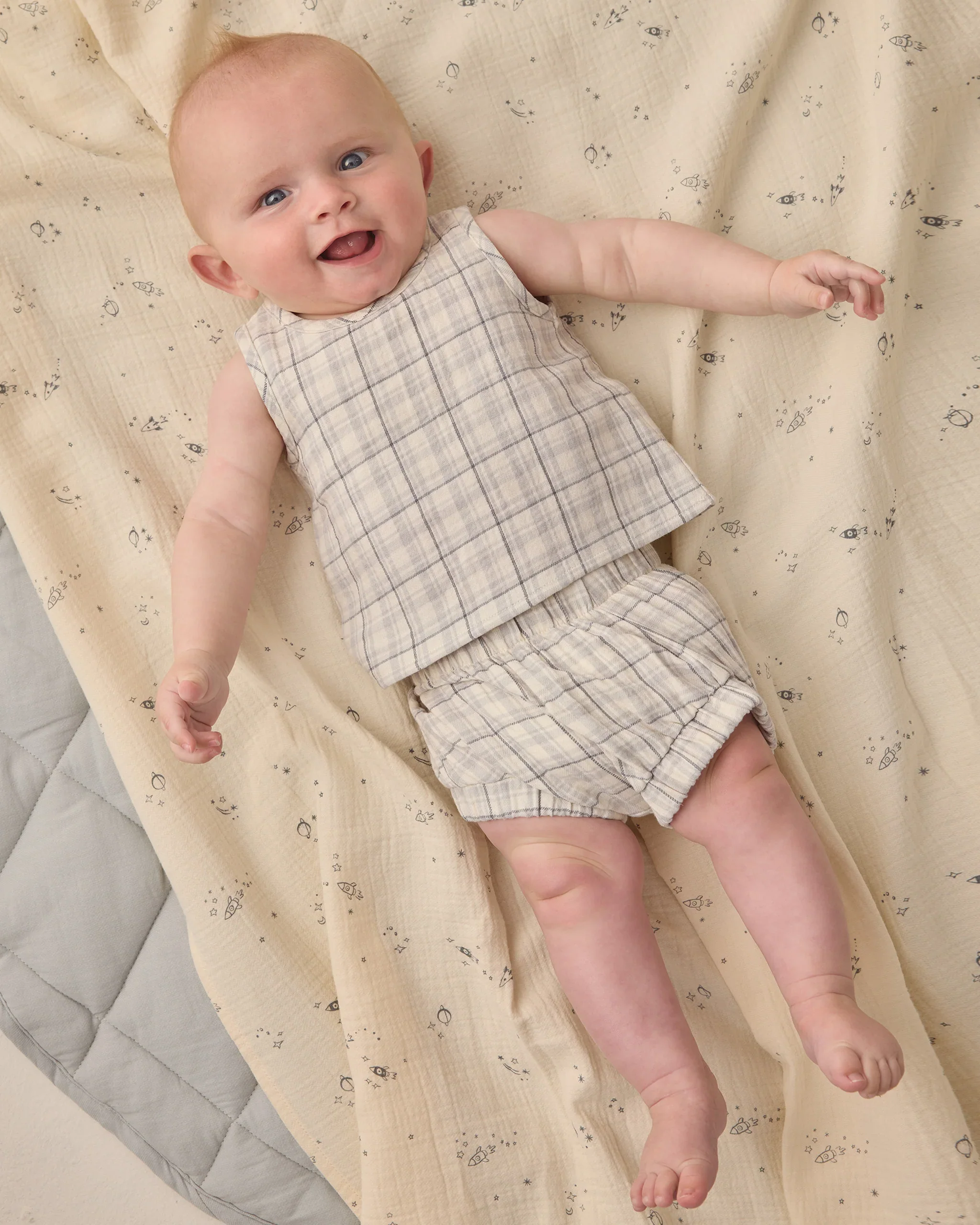 Blue Plaid Woven Tank Set - Image 2