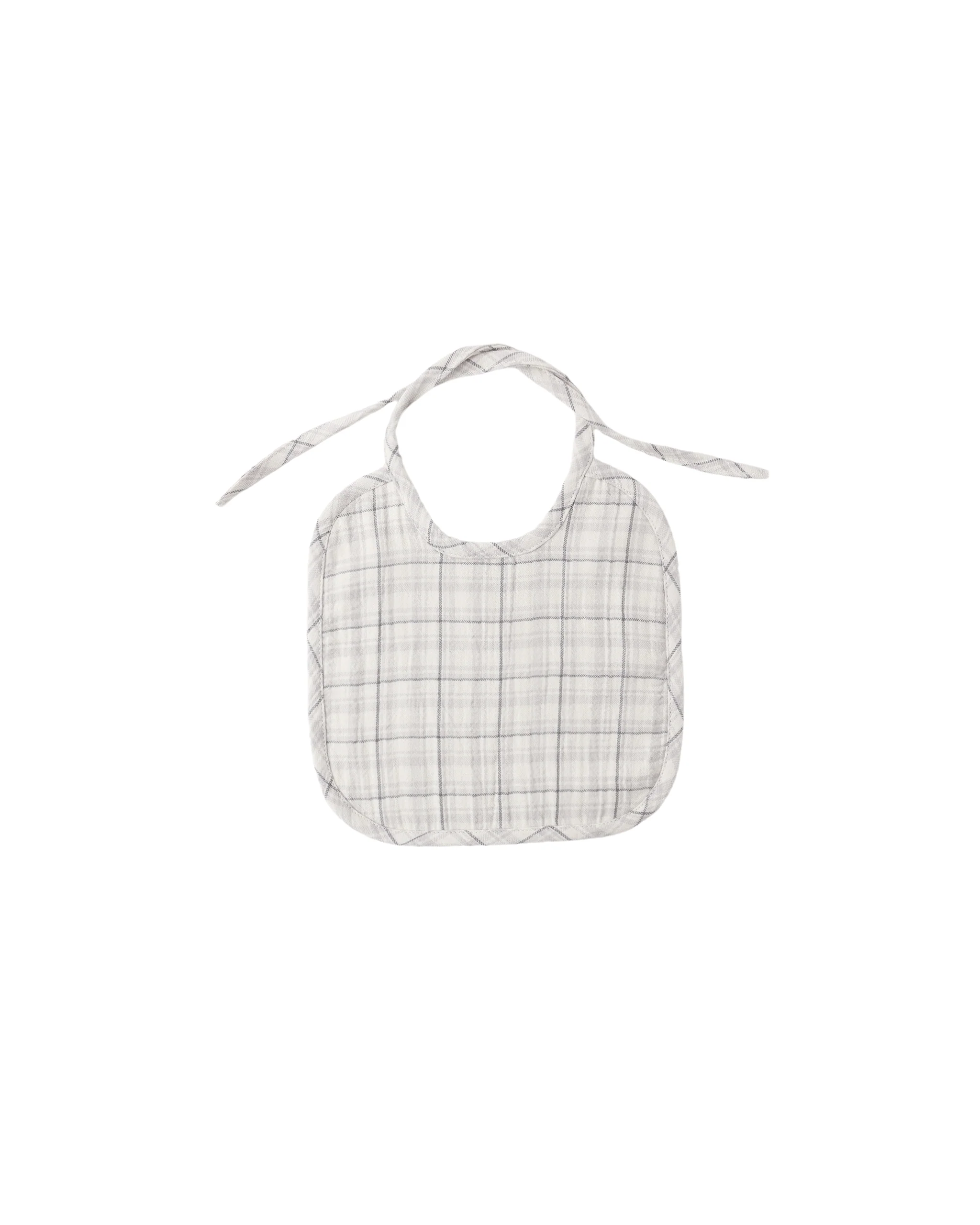 Blue Plaid Woven Tie Bib
