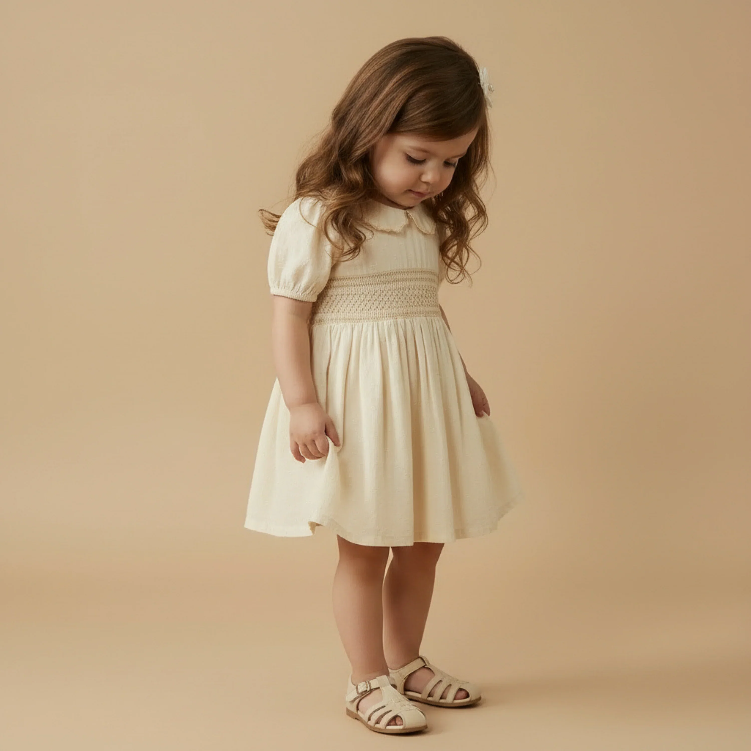 Butter Yellow Organic Smocked Collar Dress - Image 4