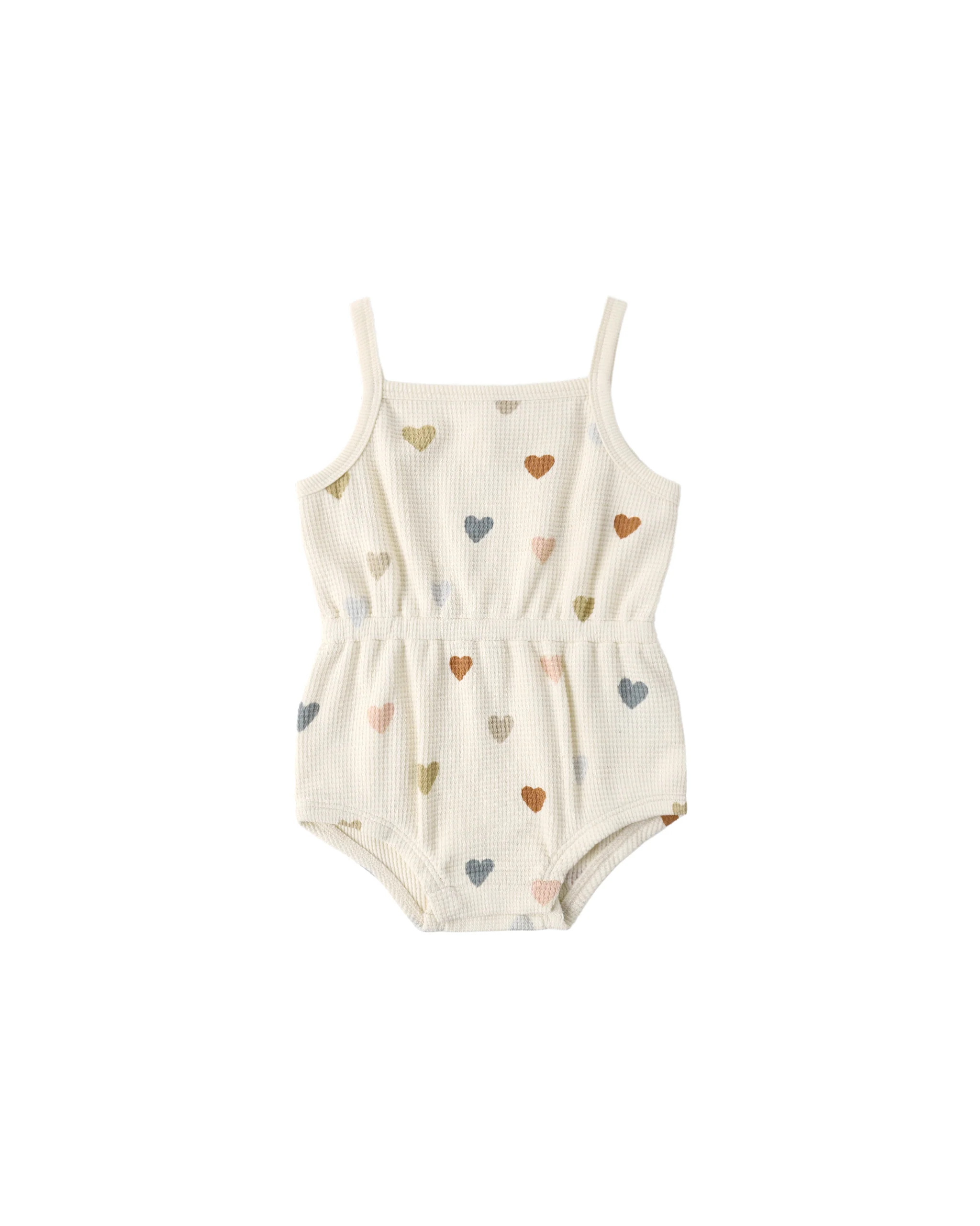 Confetti Hearts Waffle Cinch Romper