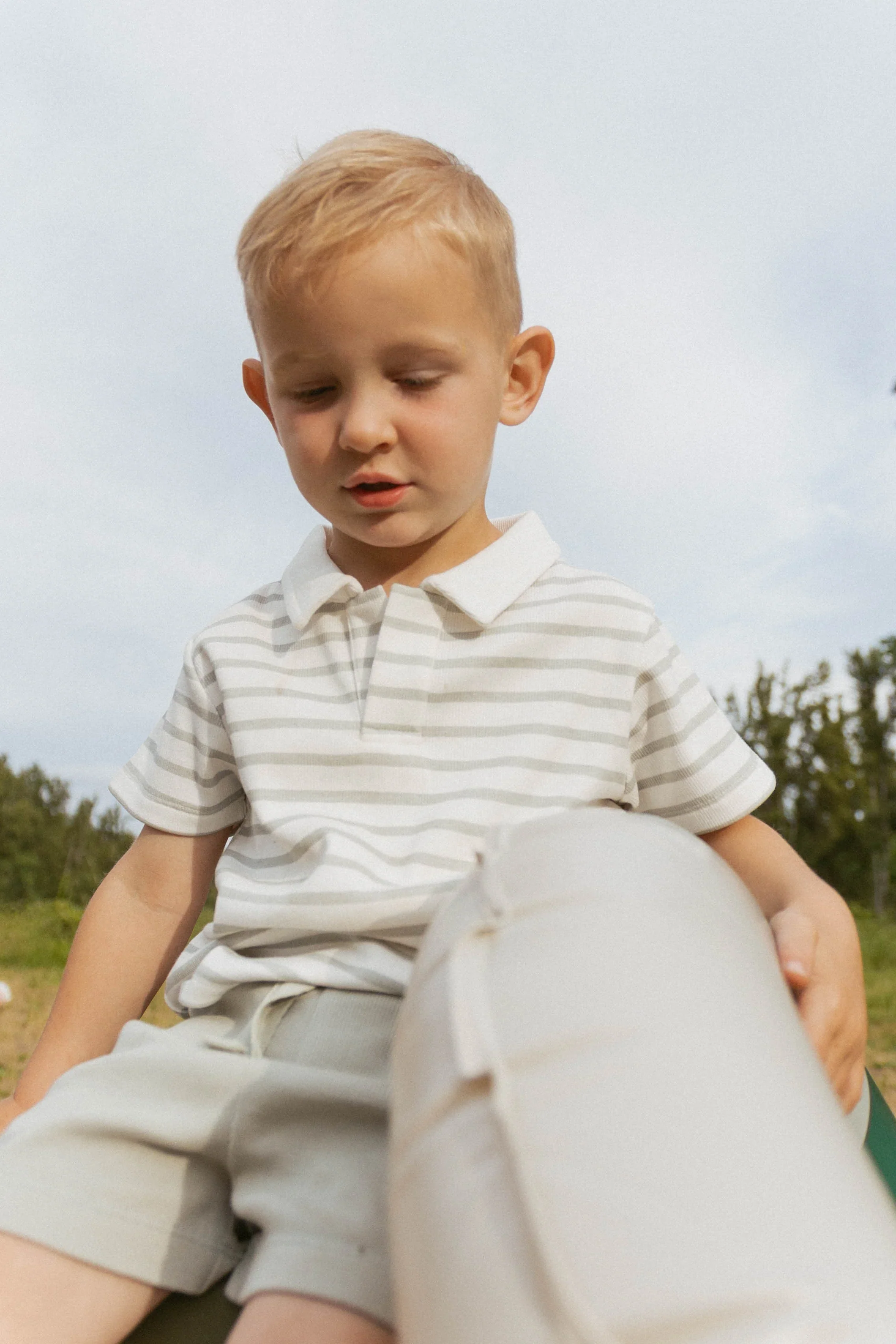 Fog Stripes Organic Collar Tee & Shorts Set - Image 2