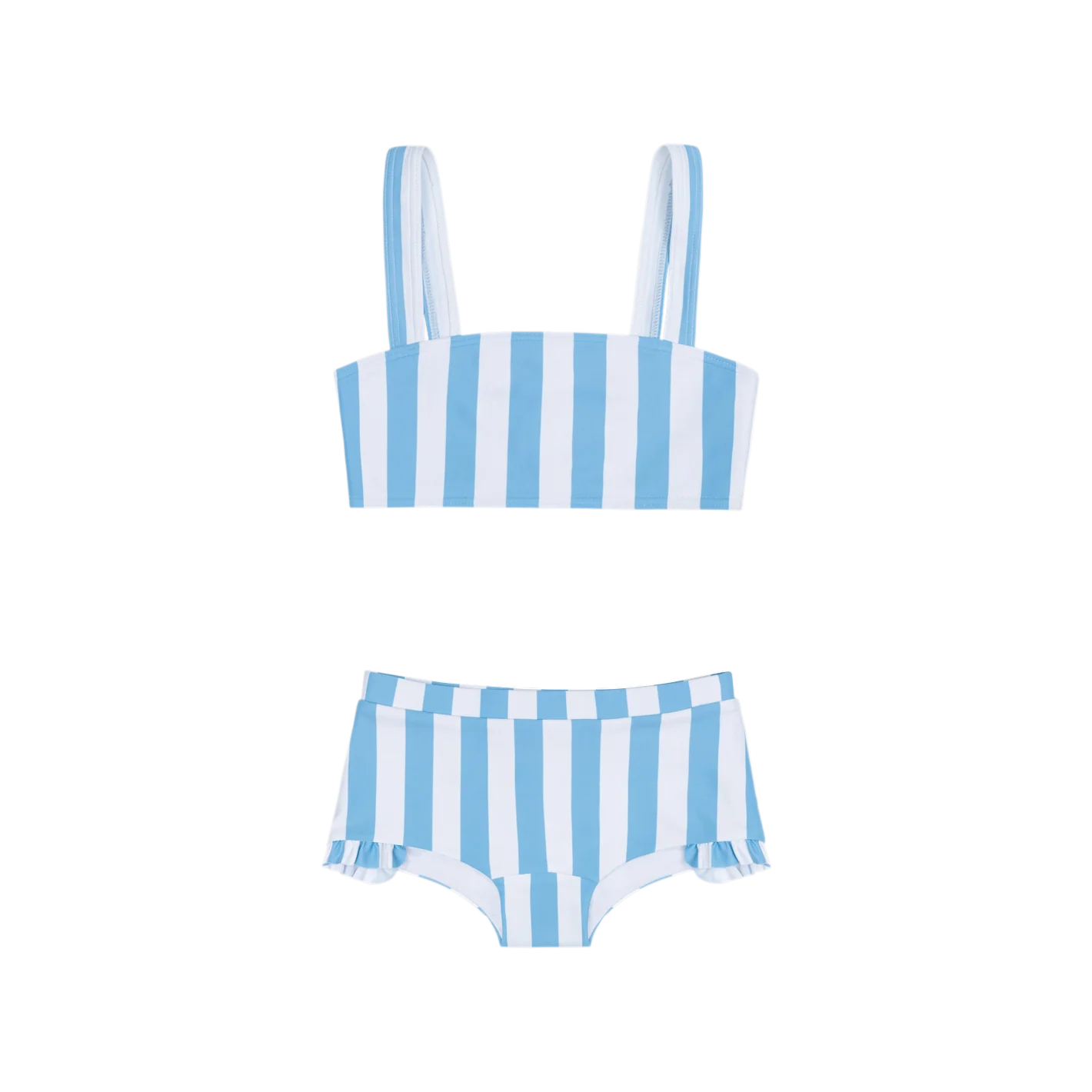 girls bay stripe bandeau bikini and swim shorts