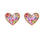 Gold Enamel Heart Earring - Image 3