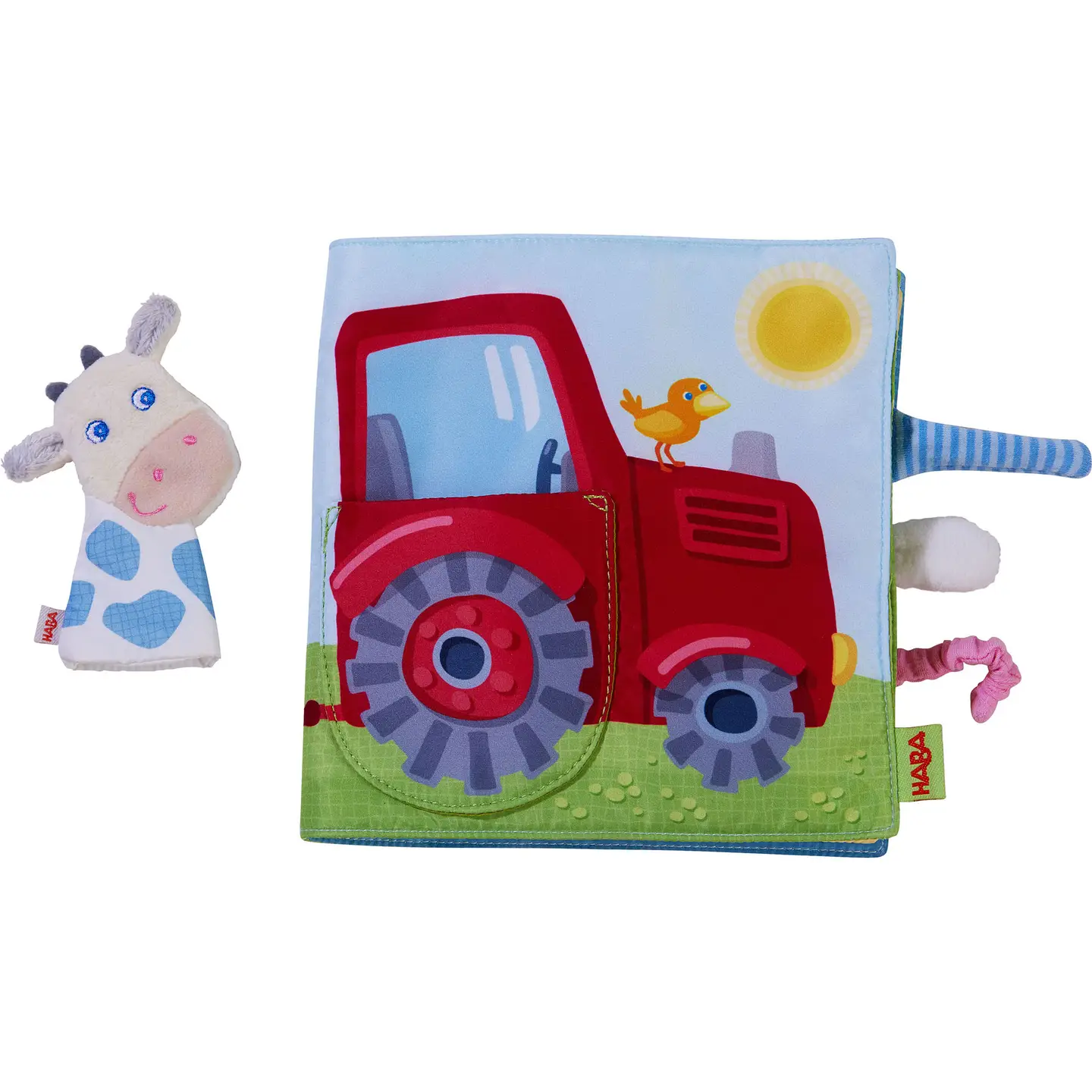 Haba USA - Farm Soft Book w/ Cow Puppet - Interactive Fabric Baby Book - Image 4