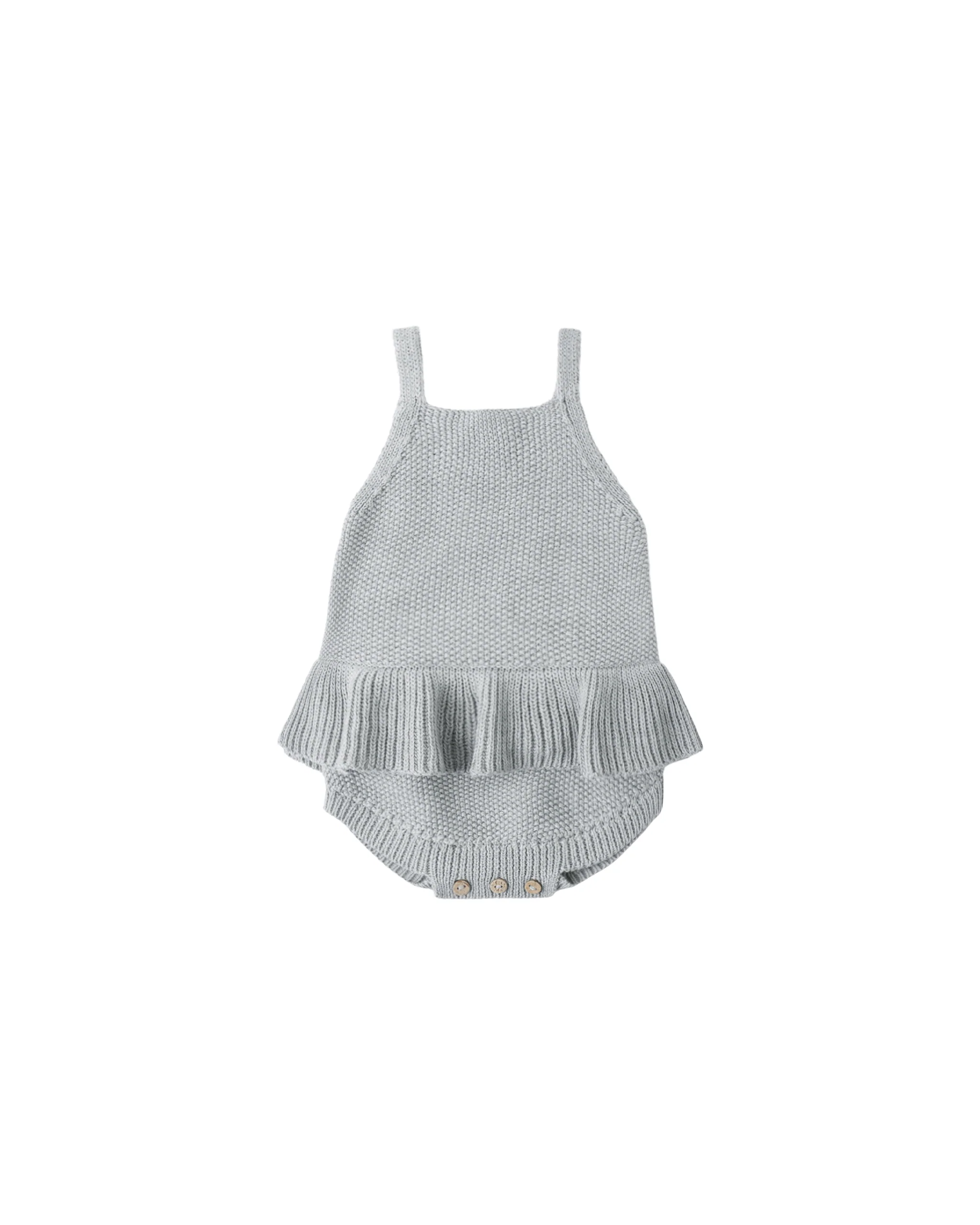 Heathered Sky Knit Ruffle Romper