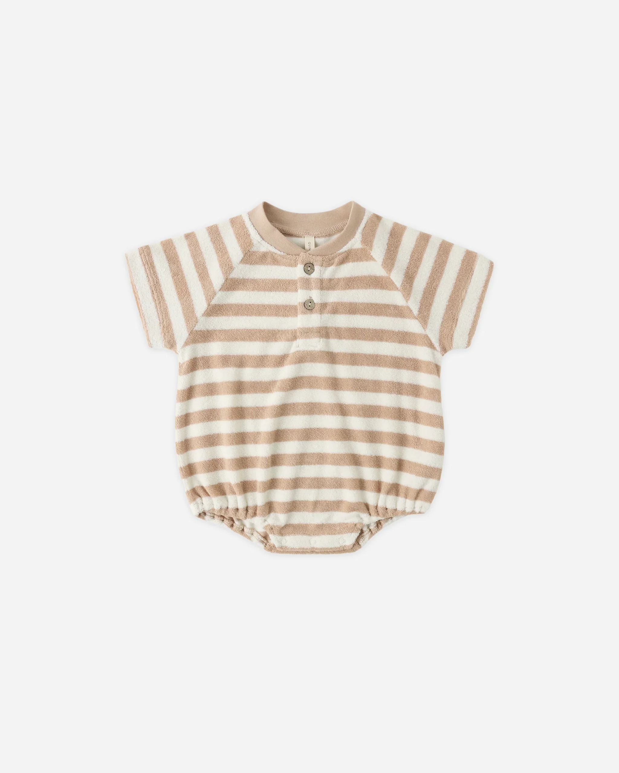 Latte Stripe Terry Henley Romper
