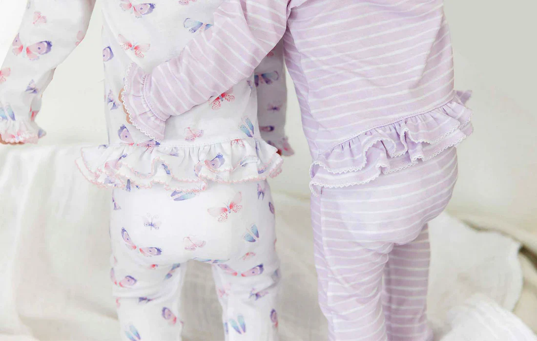 Lavender Bow - Lilac Stripe RUFFLE Footie - Image 3
