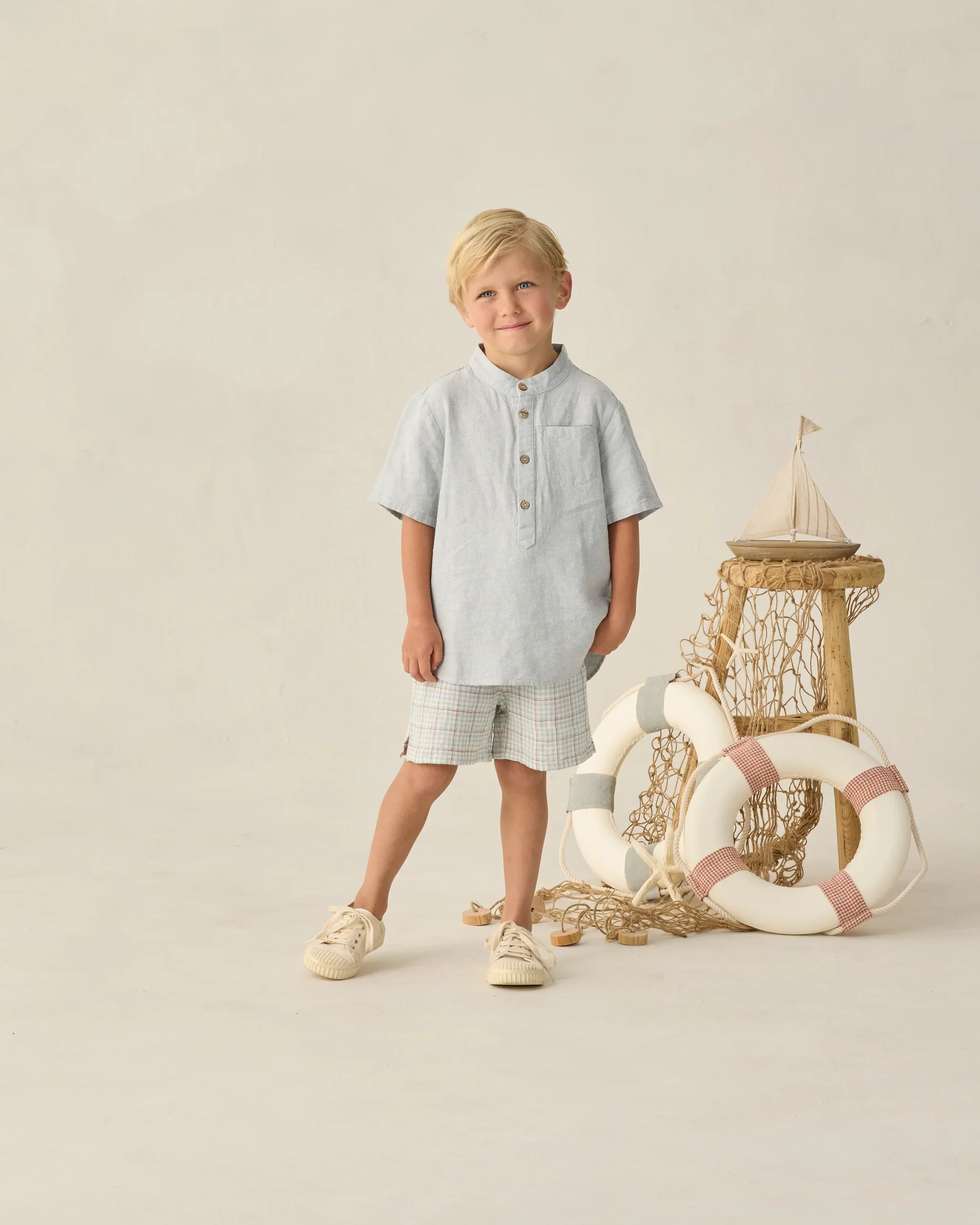 Light Blue Plaid Perry Short - Image 2