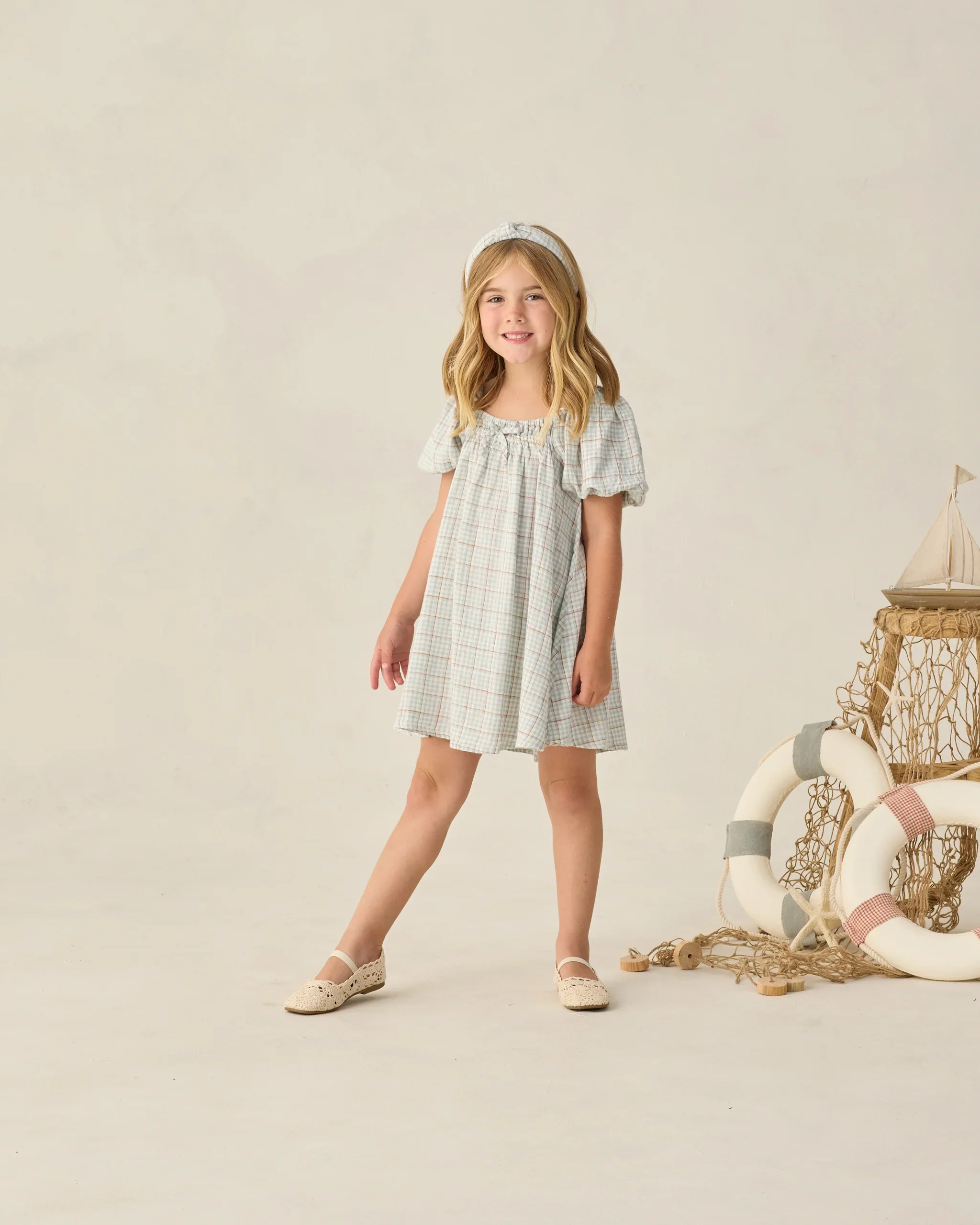Light Blue Plaid Sabrina Mini Dress - Image 2