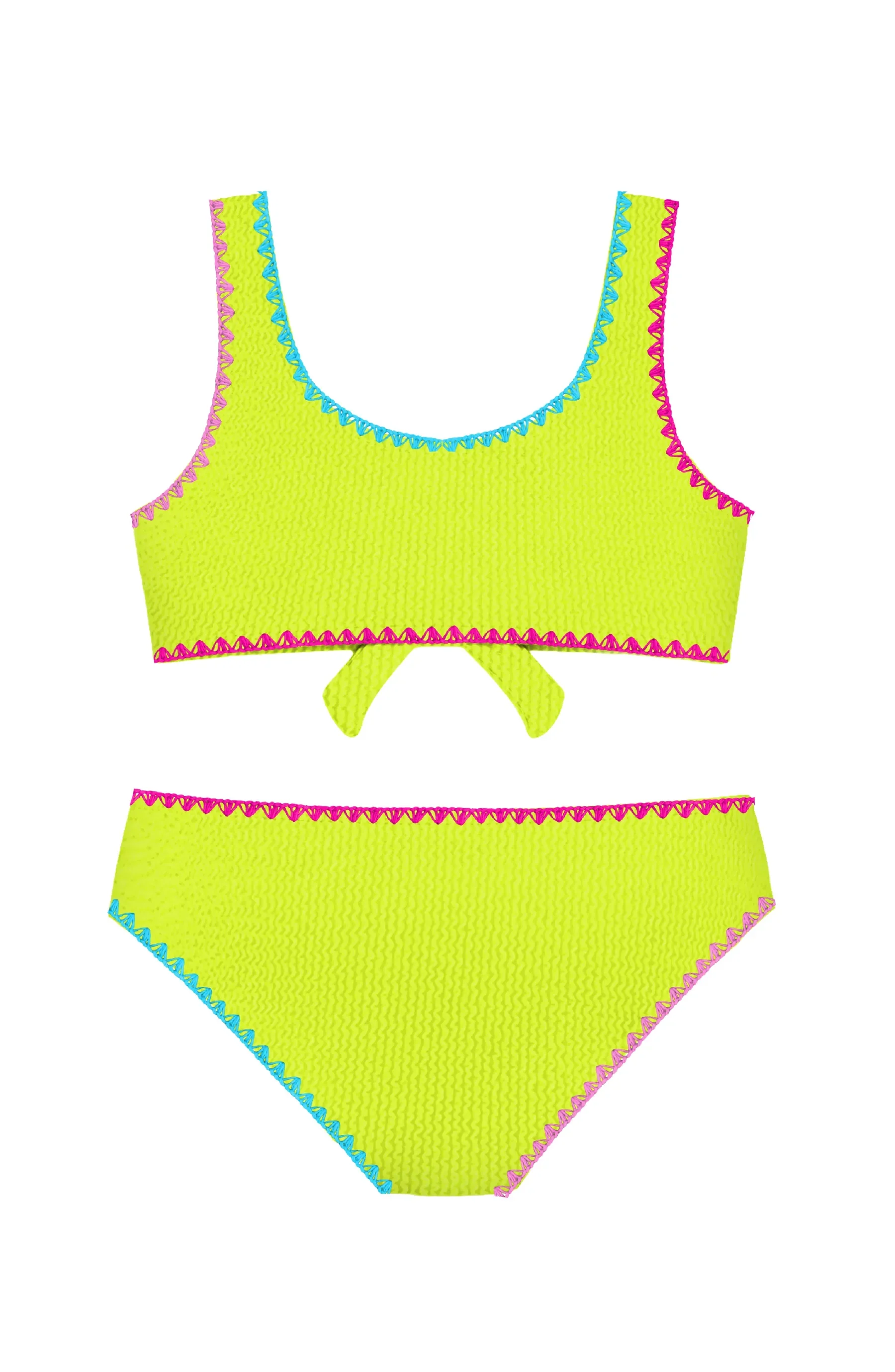 Lime Izy Crinkle Tie Bikini with Embroidered Trim - Image 2