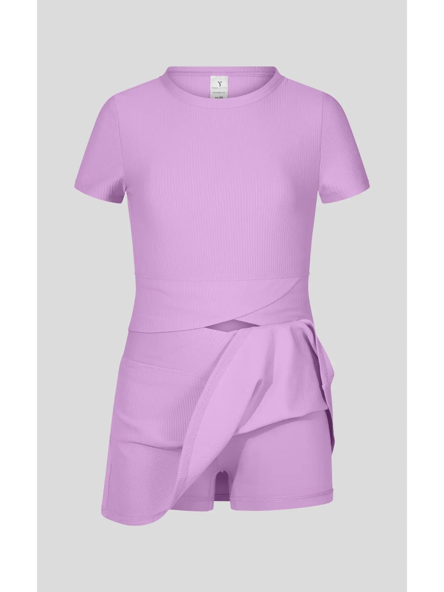 Lovely Lilac Rib Marie Crossover Top and Skort Set - Image 2