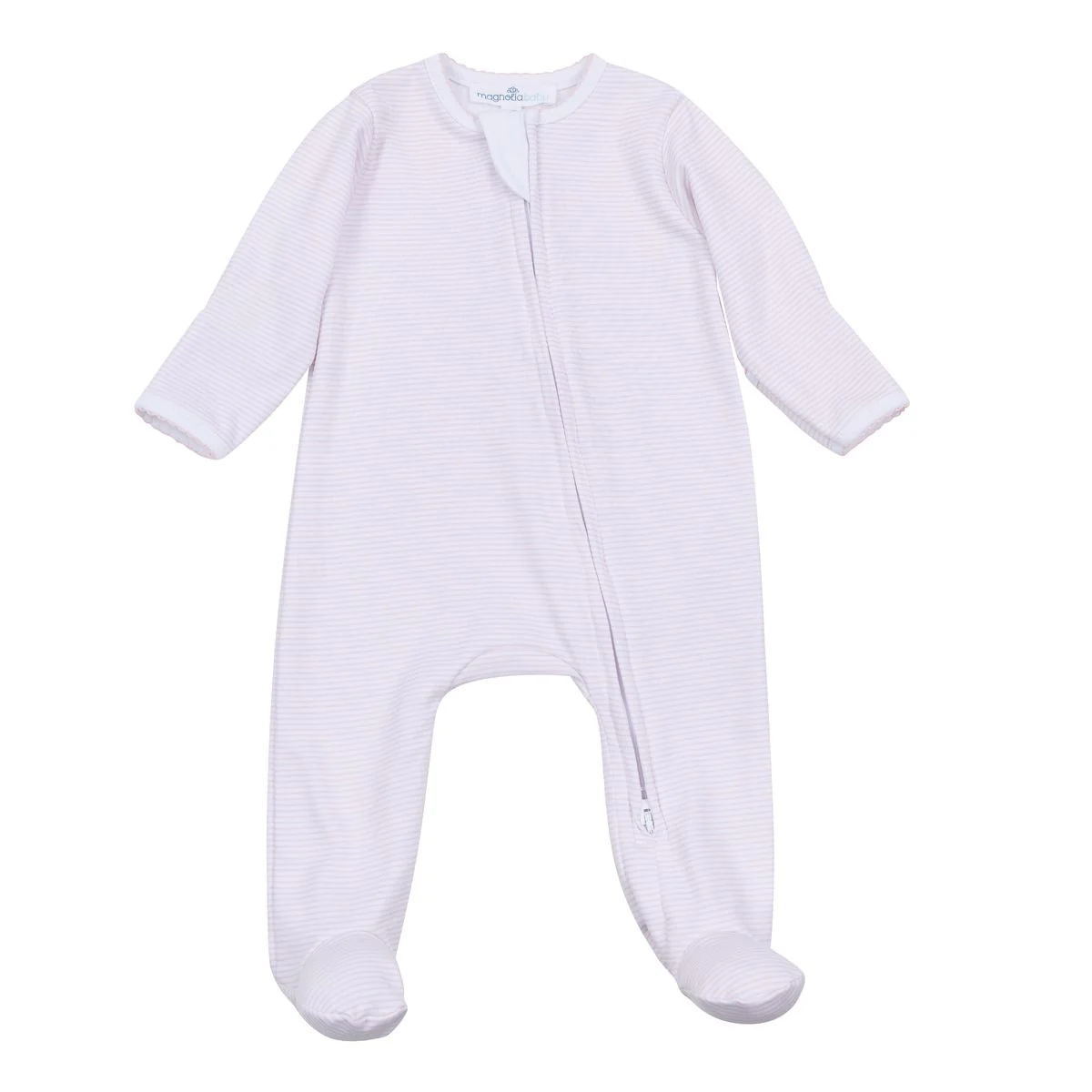 Mini Stripes Pink Zip Footie