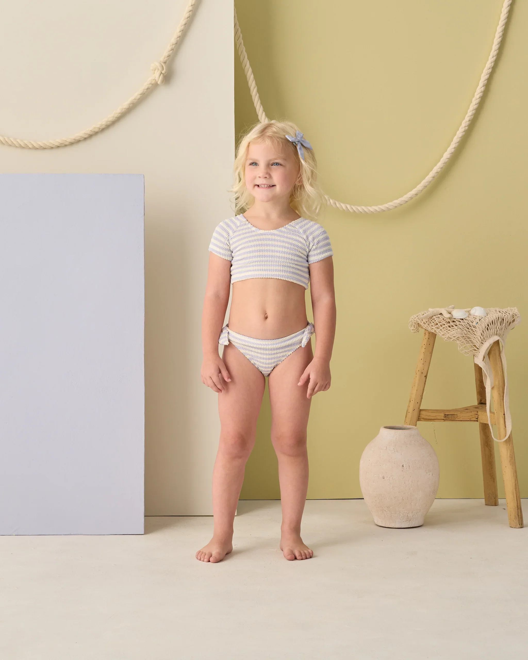 Periwinkle Stripe Cropped Rashguard Set - Image 2