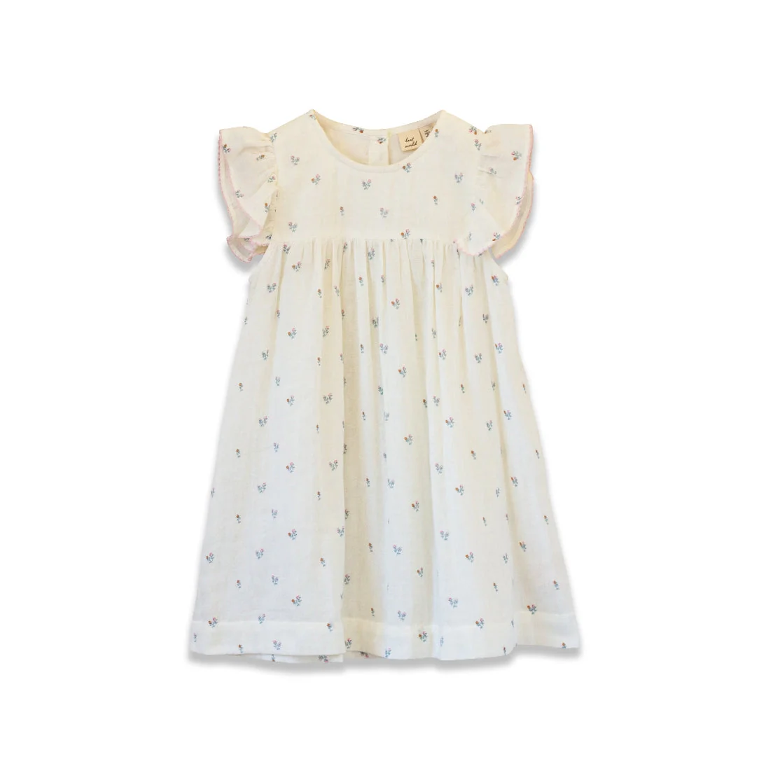 Petit Floret Girls Hannah Dress with Flutter Sleeves