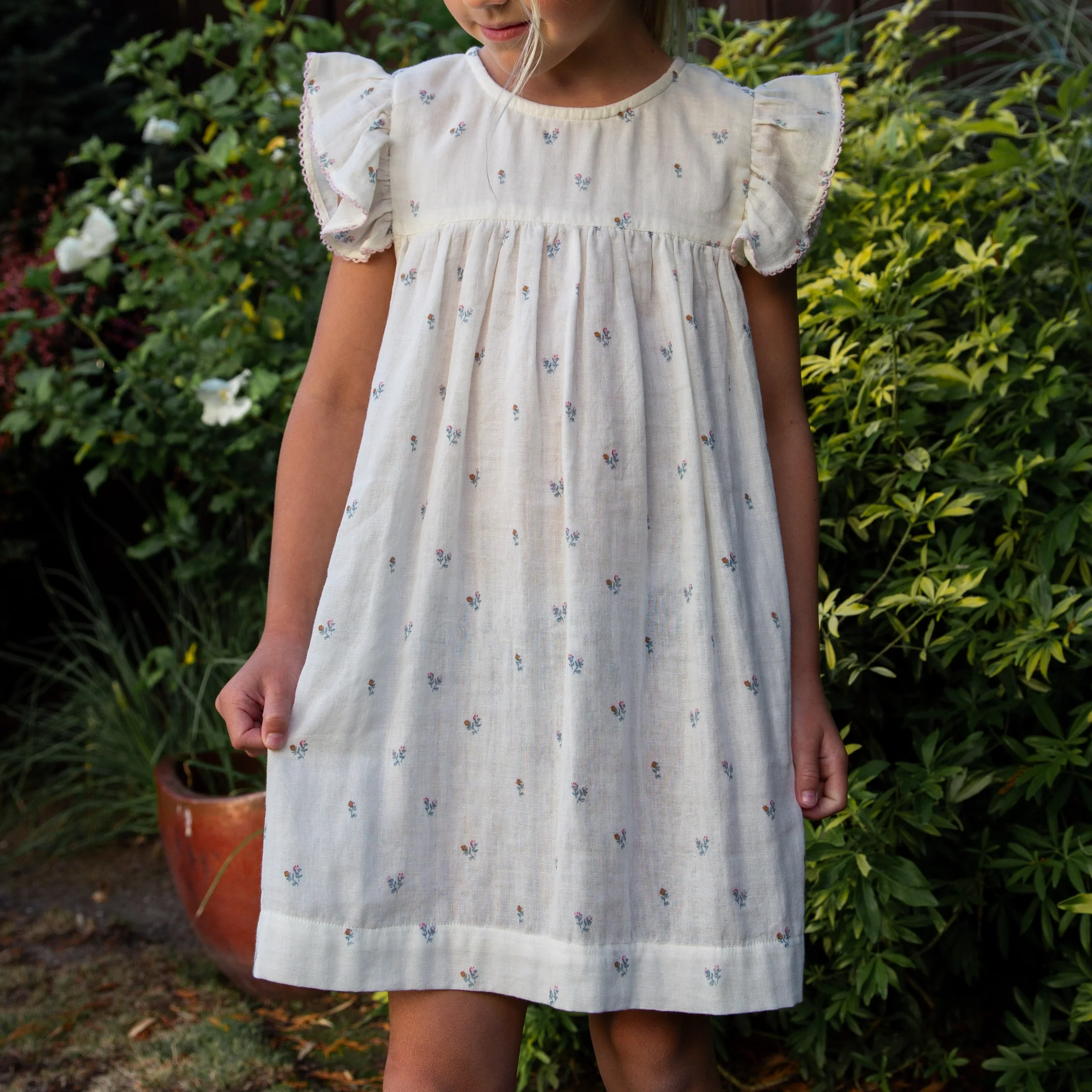Petit Floret Girls Hannah Dress with Flutter Sleeves - Image 2