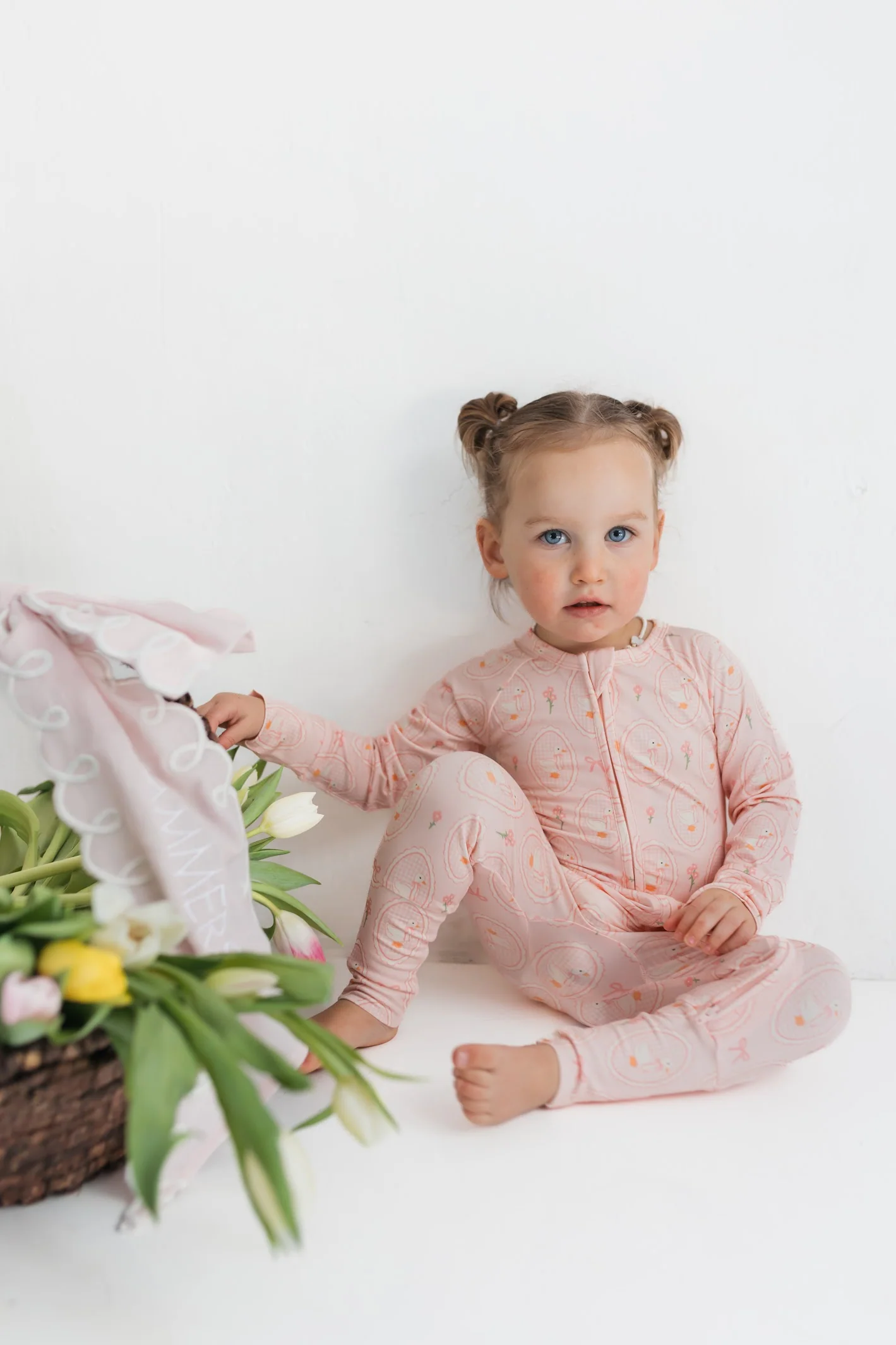 Pink Little Goose Zipper Romper