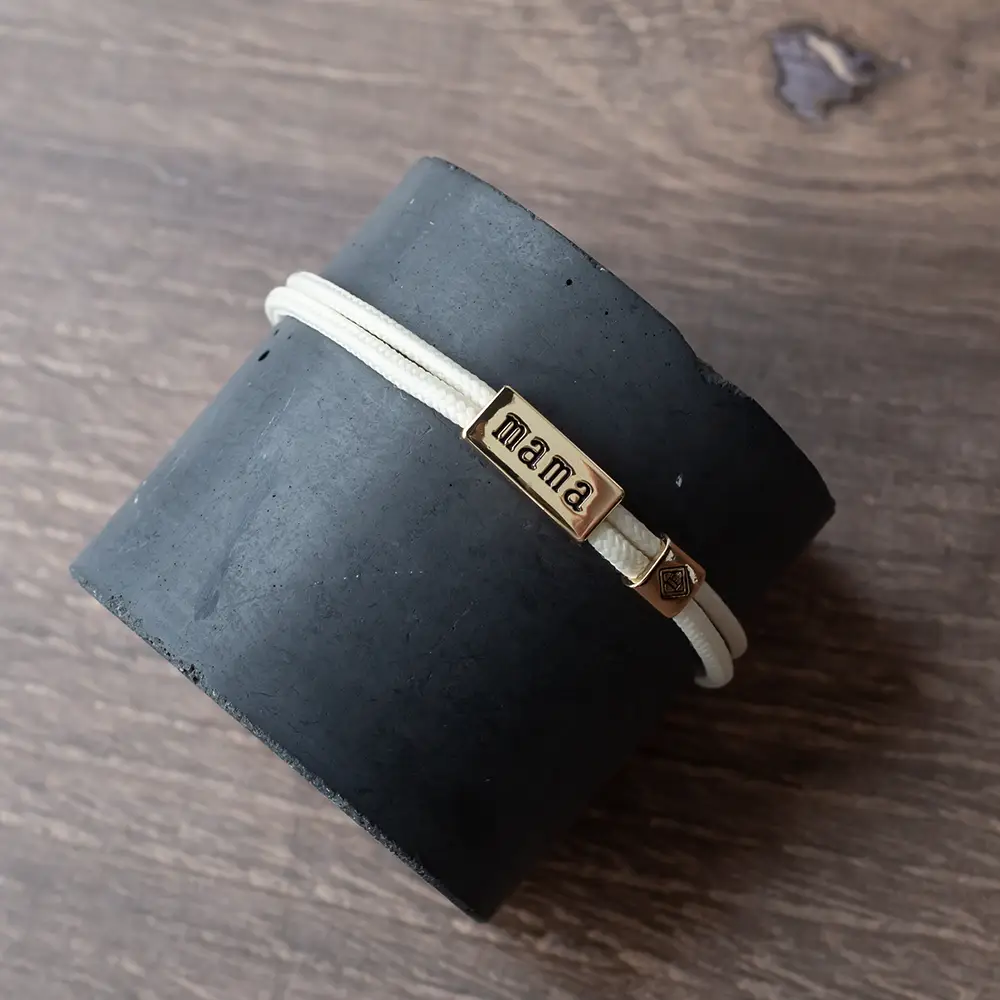 Sentiment Cord Bracelet-Mama, Ivory - Image 2