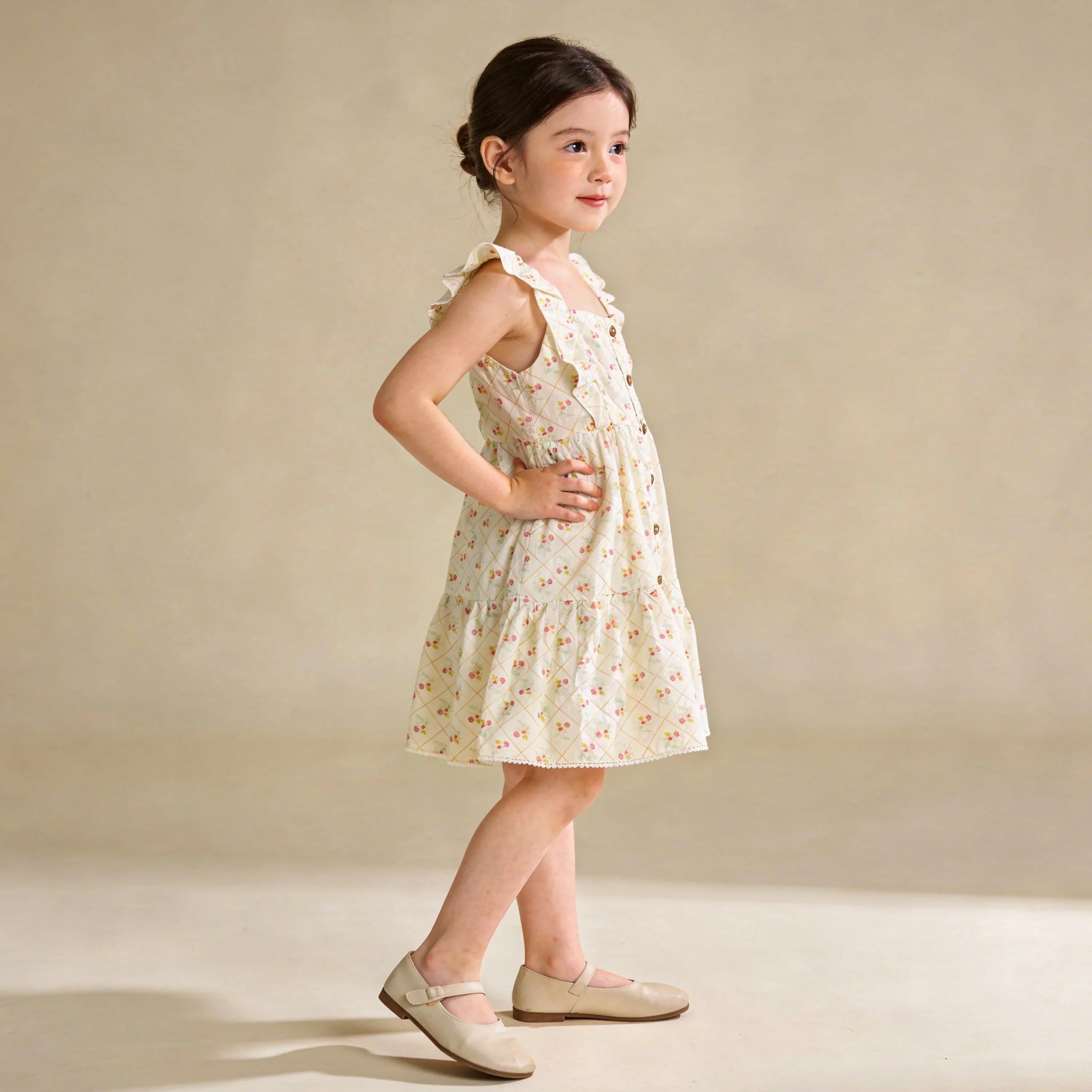Spring Weave Organic Flutter Buttoned Tiered Dress - Image 2