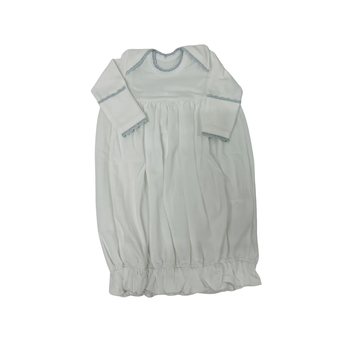 Squiggles - White Lap Shoulder Gown w/ Blue Crochet