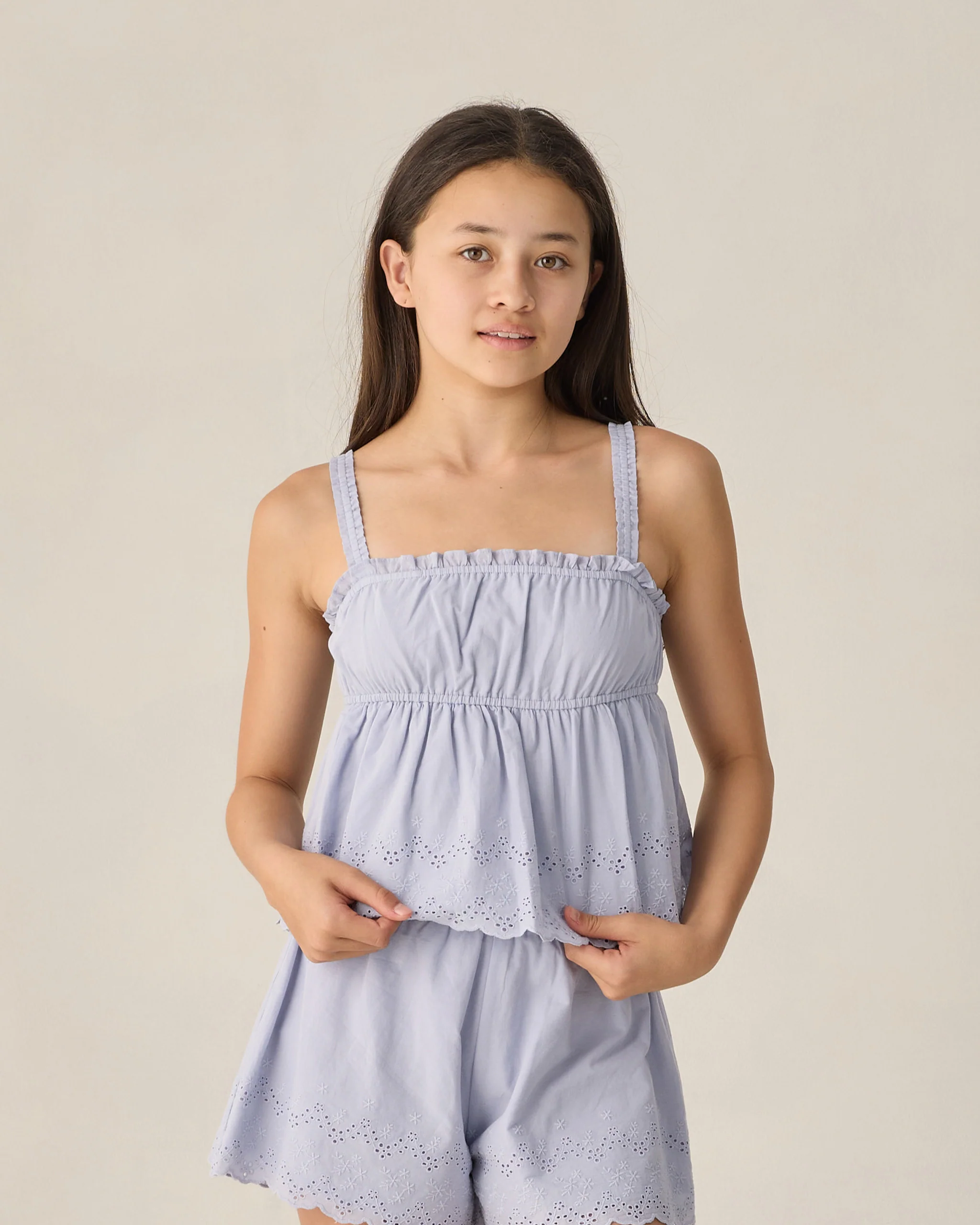 Teen Periwinkle Eyelet Tank Blouse - Image 2