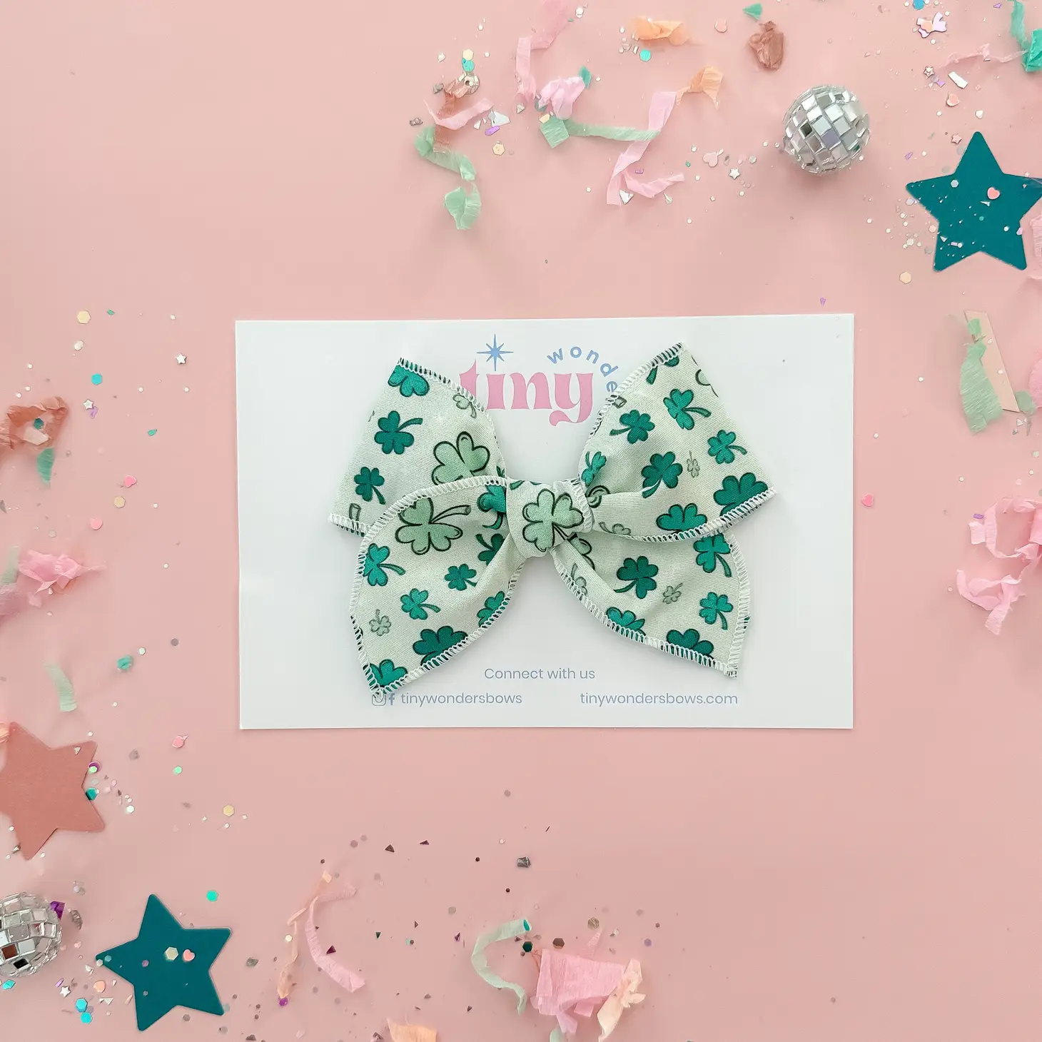 Tiny Wonder - Shamrocks Crepe Bow - Image 3