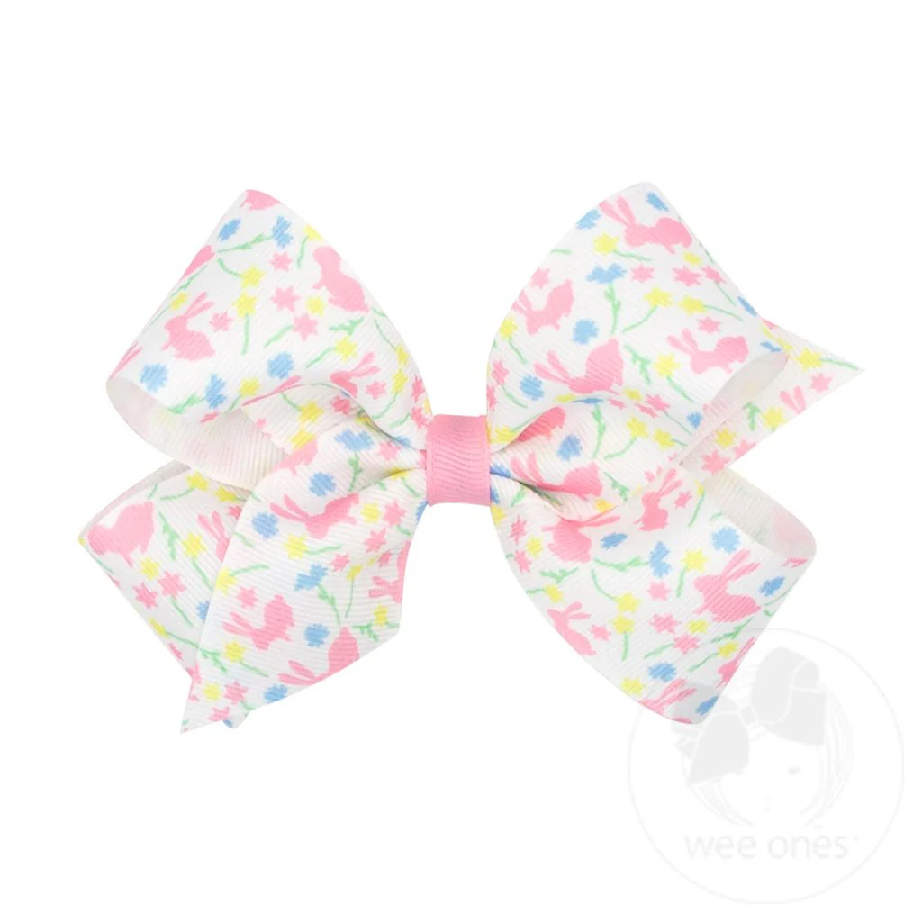 wee ones - Grosgrain Easter-themed Print Girls Hair Bow - Image 5