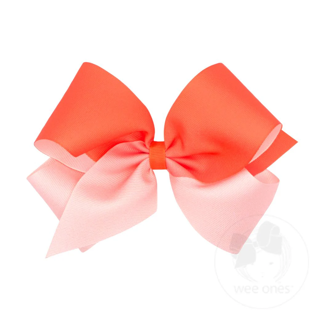 wee ones - Grosgrain Ombre Color-block Print Girls Hair Bow (multiple options) - Image 3