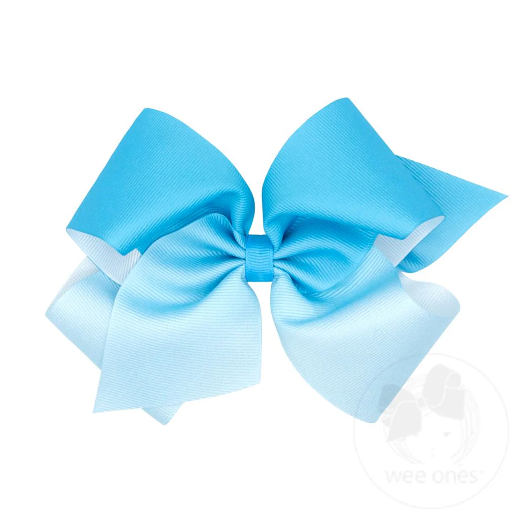 wee ones - Grosgrain Ombre Color-block Print Girls Hair Bow (multiple options) - Image 4