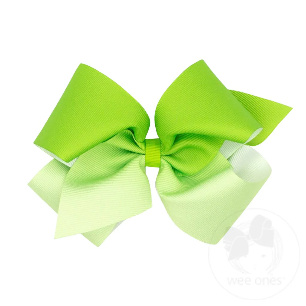 wee ones - Grosgrain Ombre Color-block Print Girls Hair Bow (multiple options) - Image 5